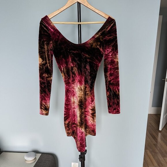 Rare Michelle Uberreste Crushed Velvet / Velour Long Sleeve Dress - Picture 2 of 9